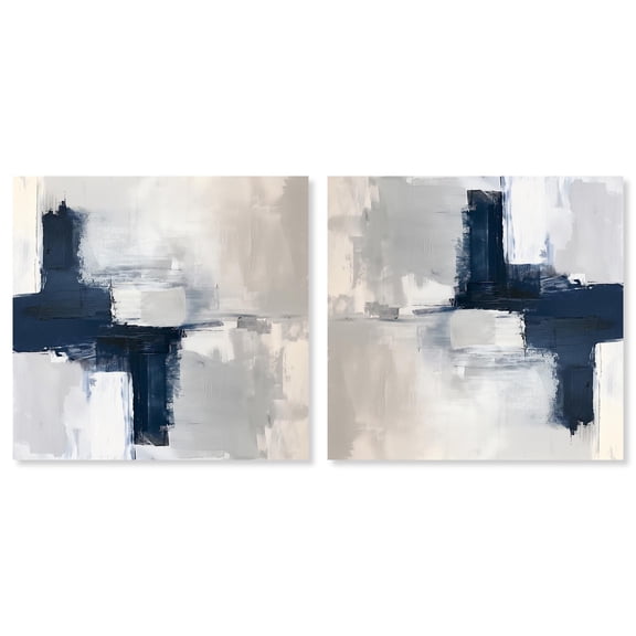 Art Remedy Minimalism Abstract Canvas, 12" x 12", Gallery Wrapped, Tides of Indigo Set