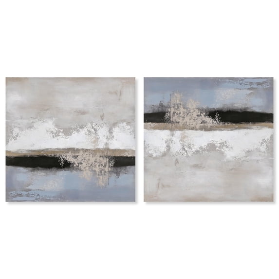 Art Remedy Minimalism Abstract Canvas, 20" x 20", Gallery Wrapped, Graphite Depth II Set