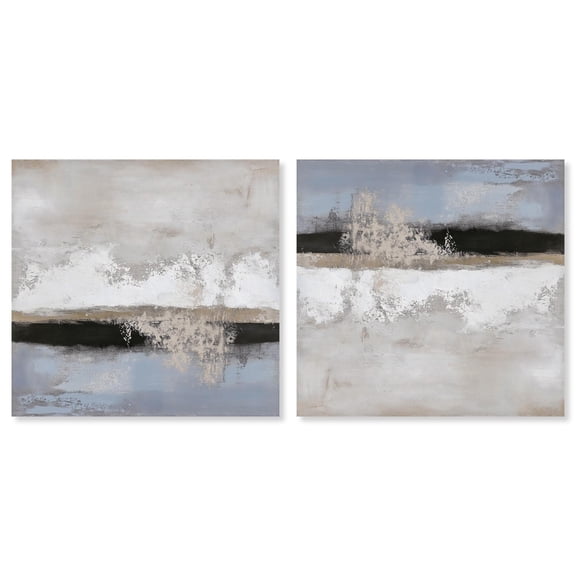 Art Remedy Minimalism Abstract Canvas, 20" x 20", Gallery Wrapped, Graphite Depth II Set