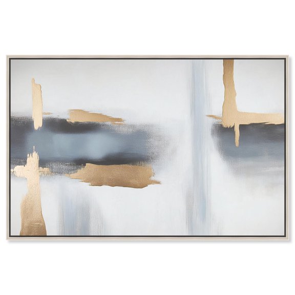 Art Remedy Minimalist Abstract Canvas, 54" x 36", Silver Frame, Visual Gold Vortex I