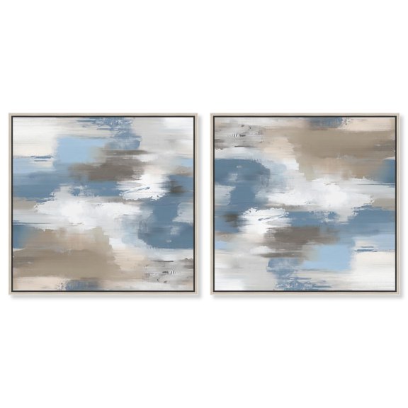 Art Remedy Modern Abstracts Canvas, 12" x 12", Silver Frame, Where Clouds and Sands Gather Set