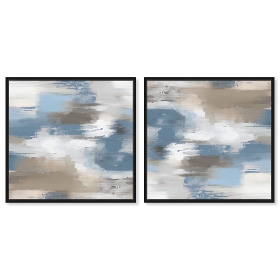 Art Remedy Modern Abstracts Canvas, 16" x 16", Black Frame, Where Clouds and Sands Gather Set