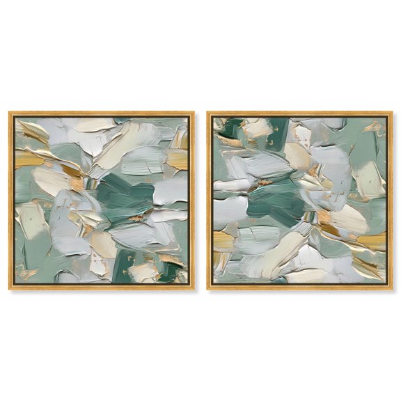 Art Remedy Modern Abstracts Canvas, 16" x 16", Gold Frame, Forest Floor Set