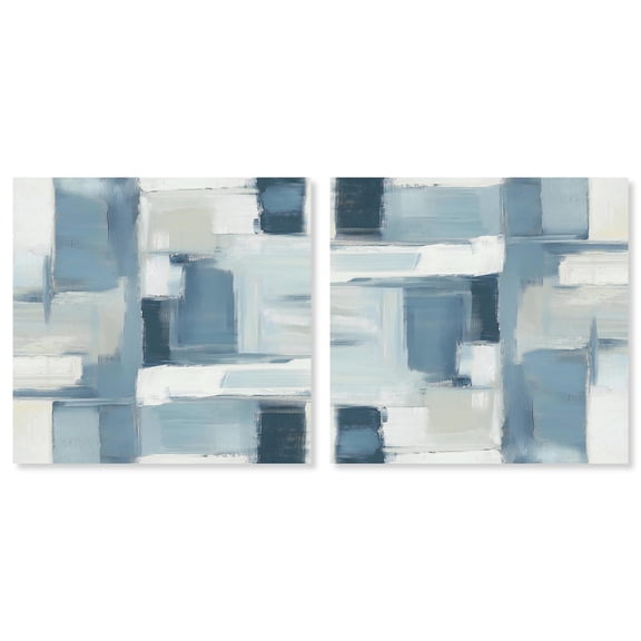 Art Remedy Modern Abstracts Canvas, 20" x 20", Gallery Wrapped, Deconstructed Blue II Set