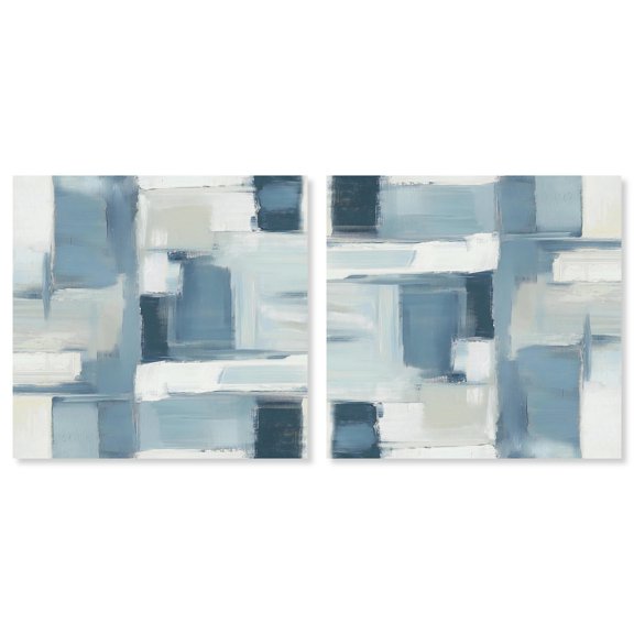 Art Remedy Modern Abstracts Canvas, 24" x 24", Gallery Wrapped, Deconstructed Blue II Set