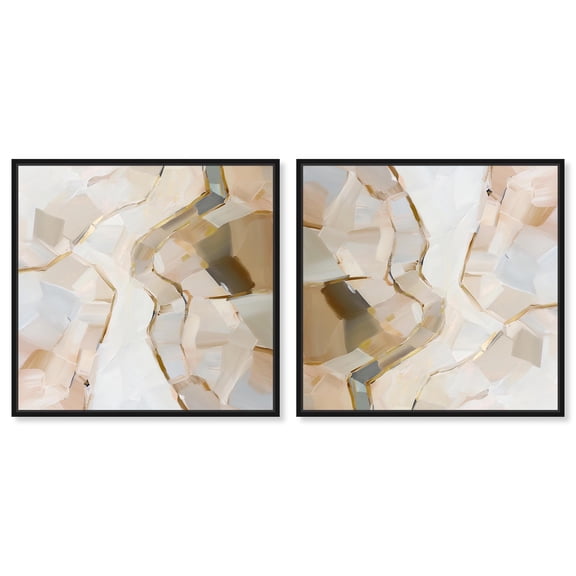 Art Remedy Modern Boho Canvas, 12" x 12", Black Frame, Bark and Bronze Set
