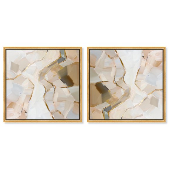 Art Remedy Modern Boho Canvas, 12" x 12", Gold Frame, Bark and Bronze Set