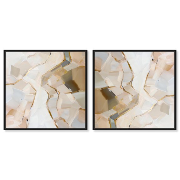 Art Remedy Modern Boho Canvas, 24" x 24", Black Frame, Bark and Bronze Set