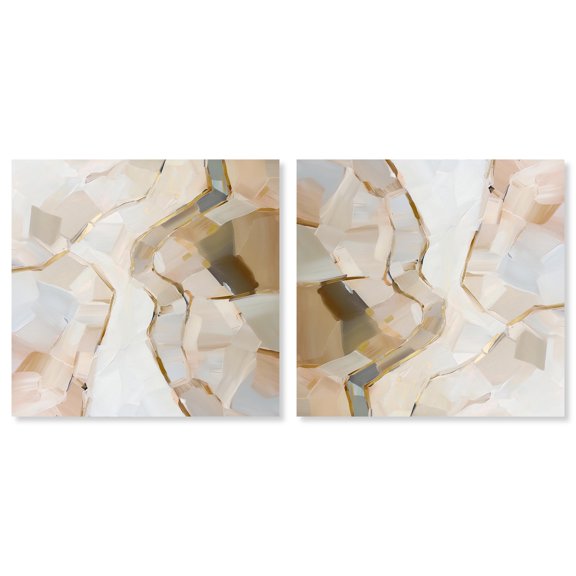 Art Remedy Modern Boho Canvas, 30" x 30", Gallery Wrapped, Bark and Bronze Set