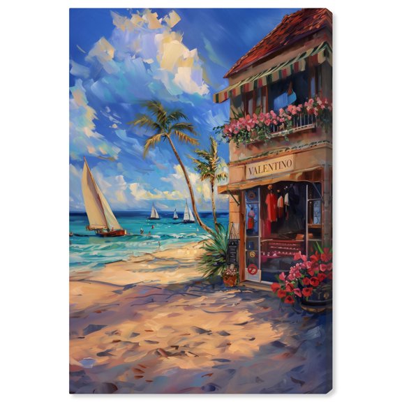 Art Remedy Modern Coastal Canvas, 16" x 24", Gallery Wrapped, Shopping at the Beach II