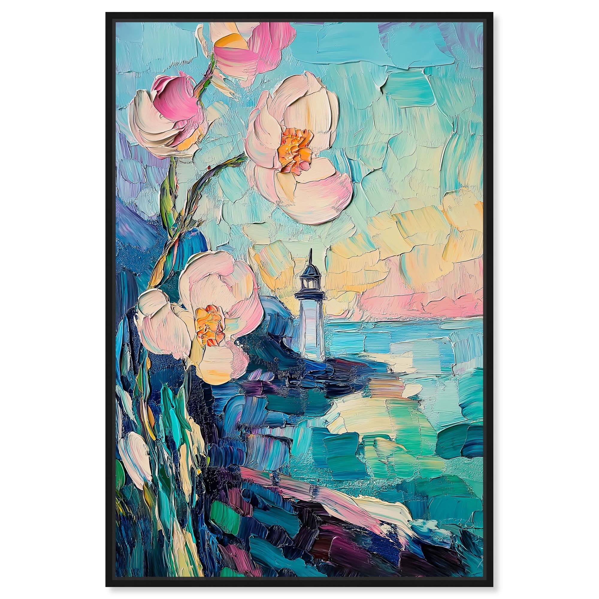 Art Remedy Modern Coastal Canvas, 20" x 30", Black Frame, Ocean's Guide ...