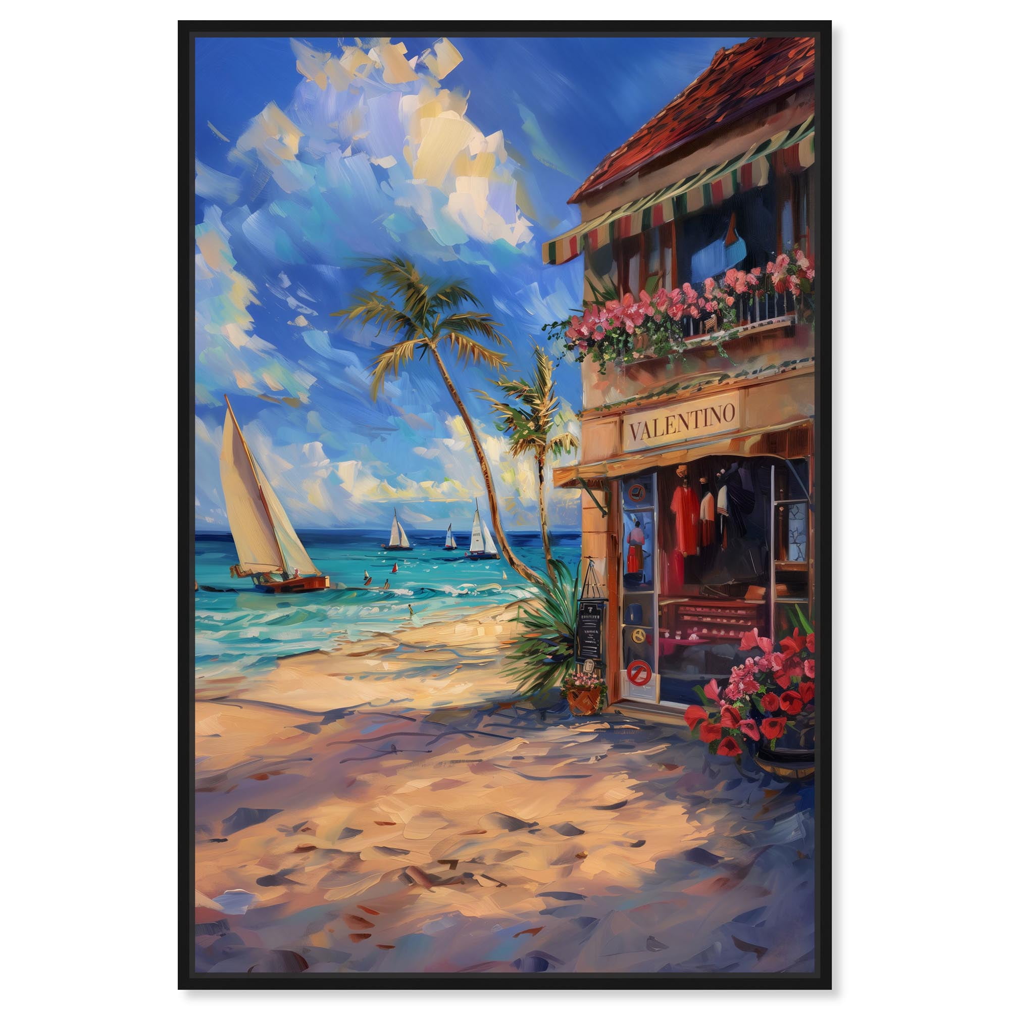 Art Remedy Modern Coastal Canvas, 30" x 45", Black Frame, Shopping at ...