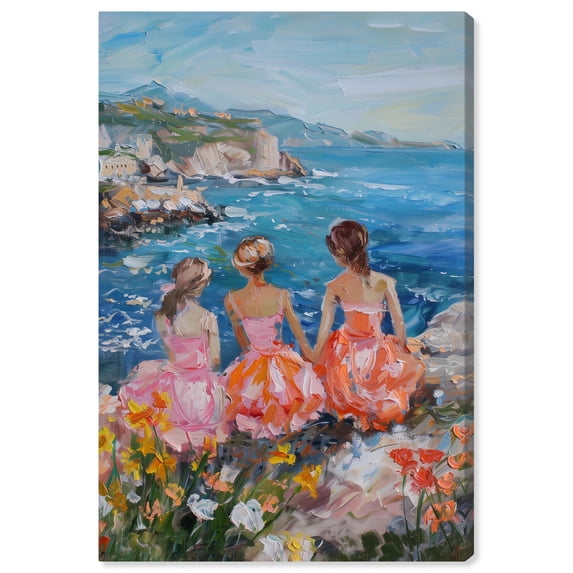 Art Remedy Modern Coastal Canvas, 36" x 54", Gallery Wrapped, Girls on the Coast
