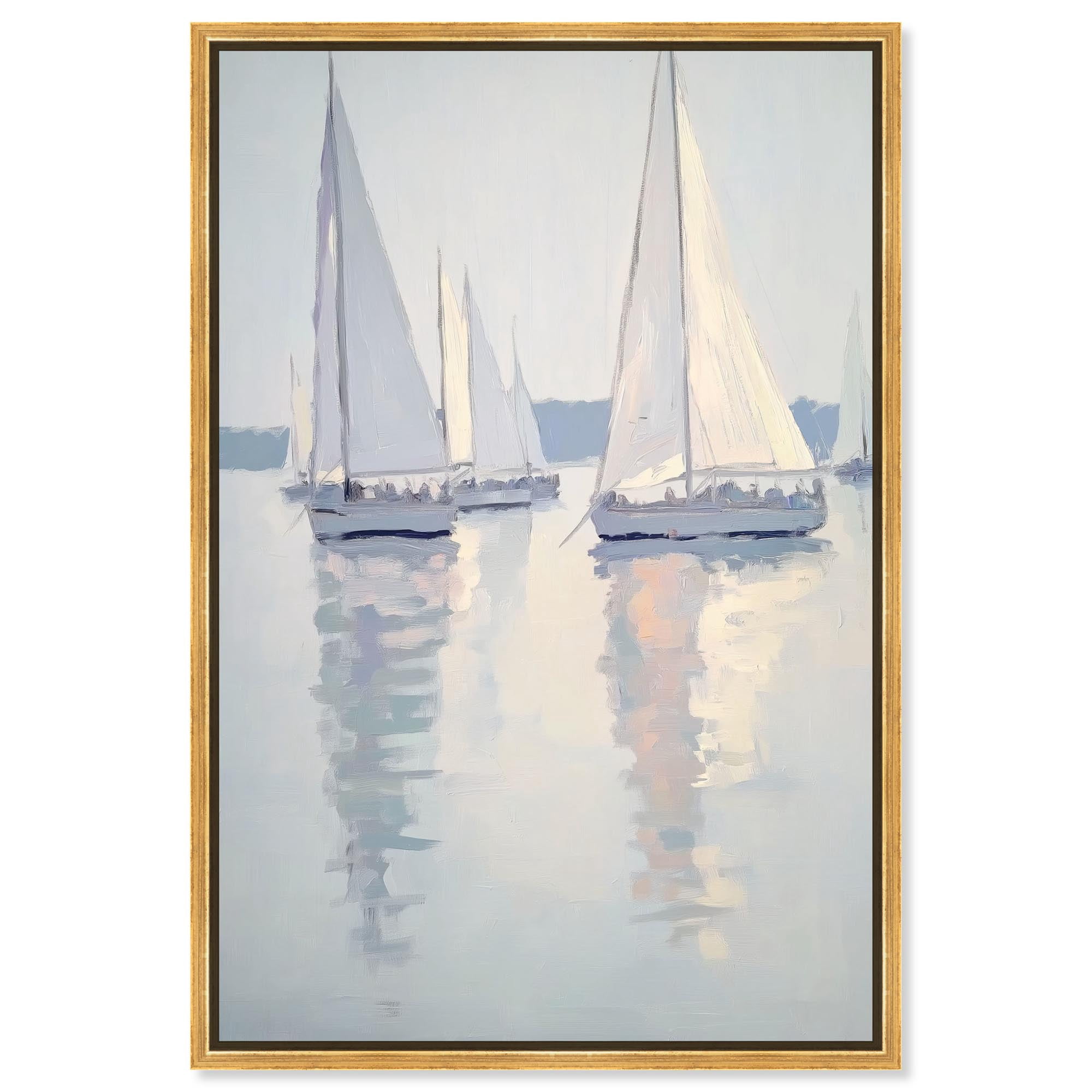 Art Remedy Modern Coastal Print Canvas, 24" x 36", Gold Frame, Gentle ...