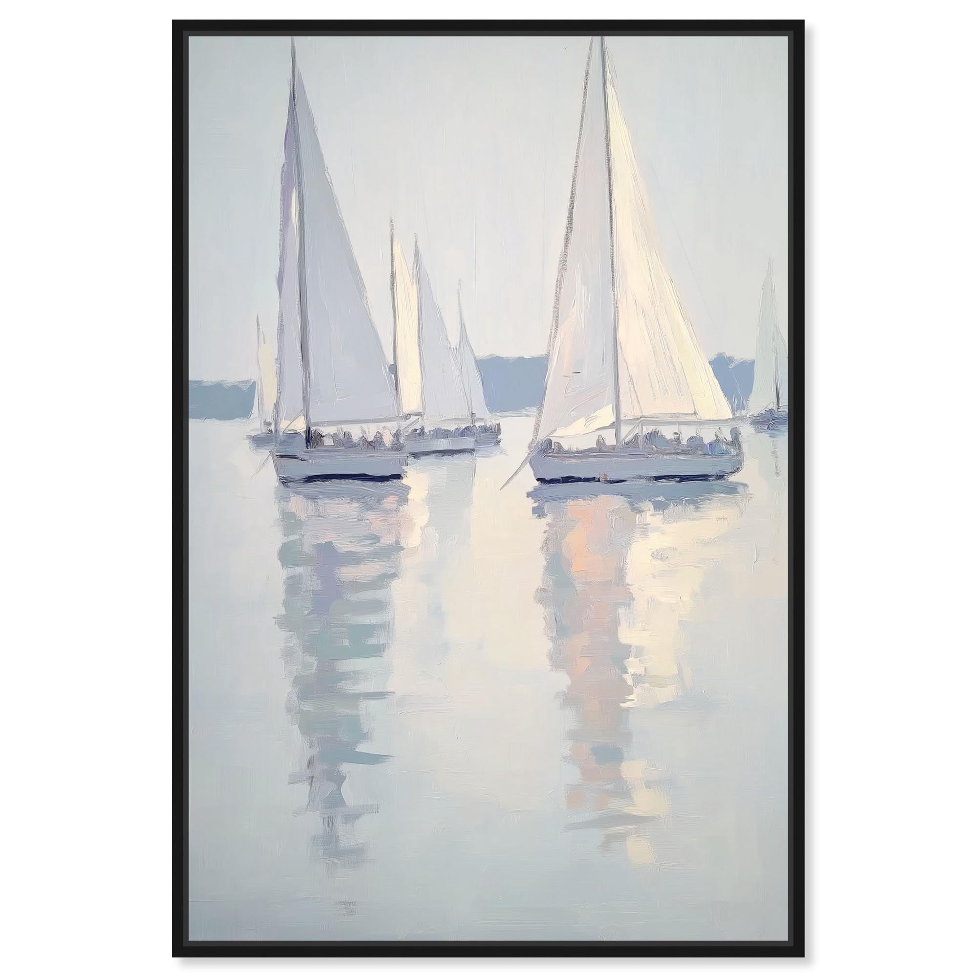 Art Remedy Modern Coastal Print Canvas, 30" x 45", Black Frame, Gentle ...