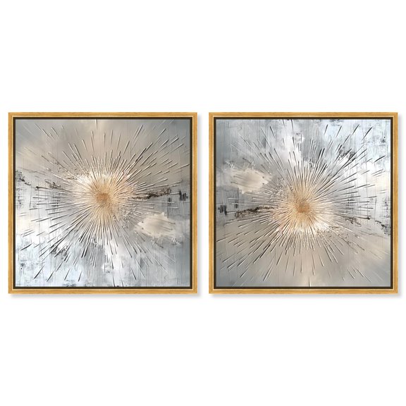 Art Remedy Modern Contemporary Canvas, 12" x 12", Gold Frame, Golden Surge Set