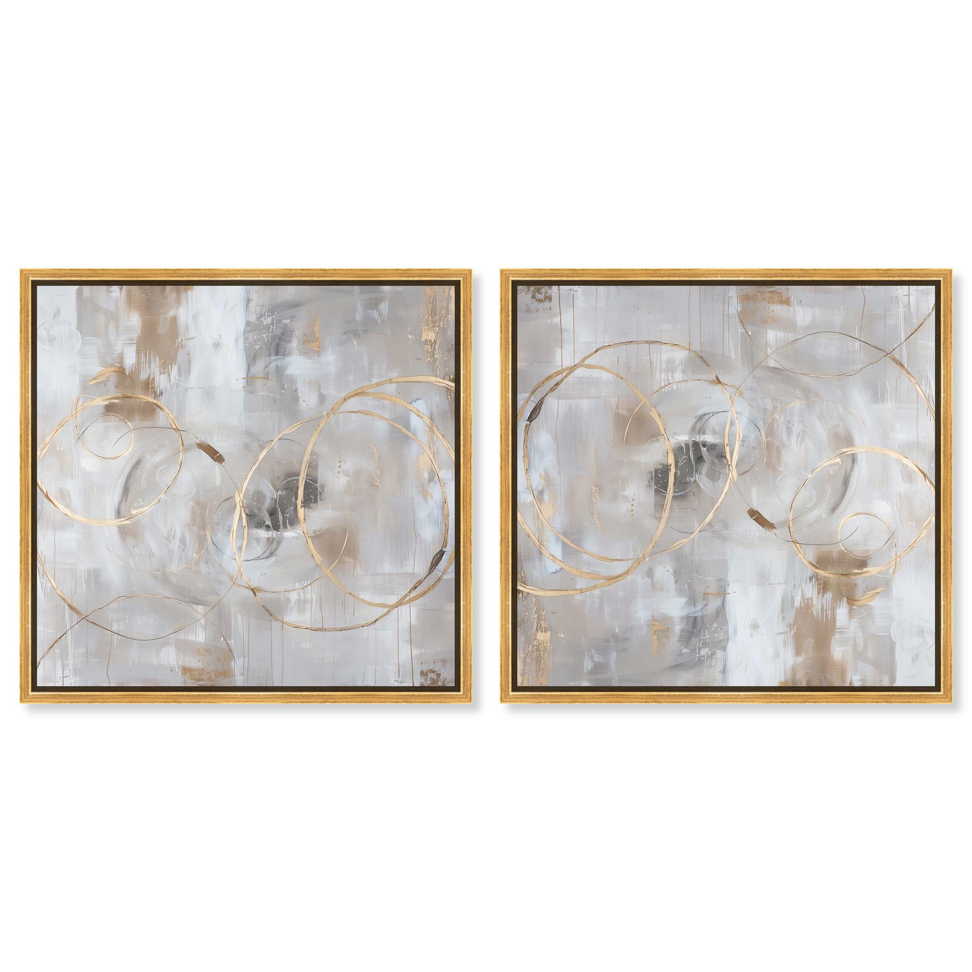 Art Remedy Modern Contemporary Canvas, 20" x 20", Gold Frame, Dune