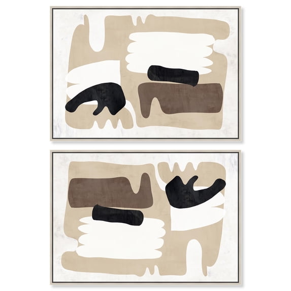 Art Remedy Modern Contemporary Canvas, 36" x 24", Silver Frame, Sandera Due Set