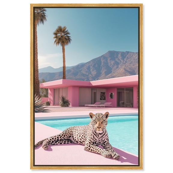 Art Remedy Modern Tiger Art Canvas, 10" x 15", Gold Frame, Leopard Pink House