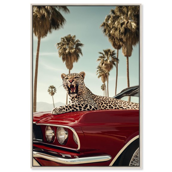 Art Remedy Modern Tiger Art Canvas, 10" x 15", Silver Frame, Roaring Red Mustang