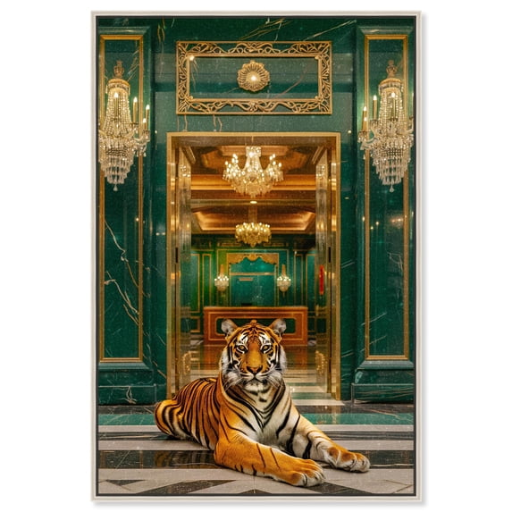 Art Remedy Modern Tiger Art Canvas, 10" x 15", Silver Frame, Tiger Lobby