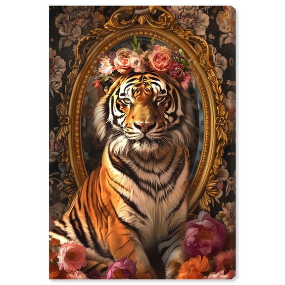 Art Remedy Modern Tiger Art Canvas, 20" x 30", Gallery Wrapped, Ornate Tiger Mirror