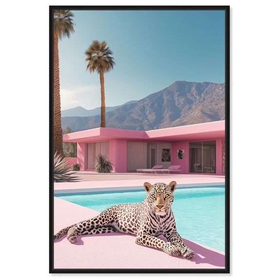 Art Remedy Modern Tiger Art Canvas, 24" x 36", Black Frame, Leopard Pink House
