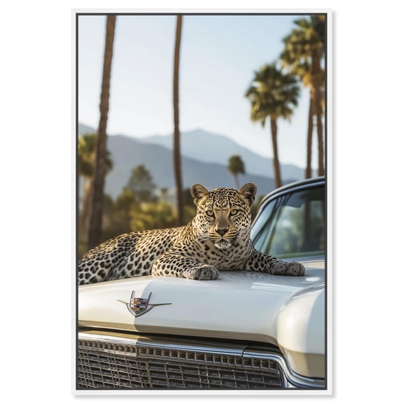 Art Remedy Modern Tiger Art Canvas, 30" x 45", White Frame, White Chill Car