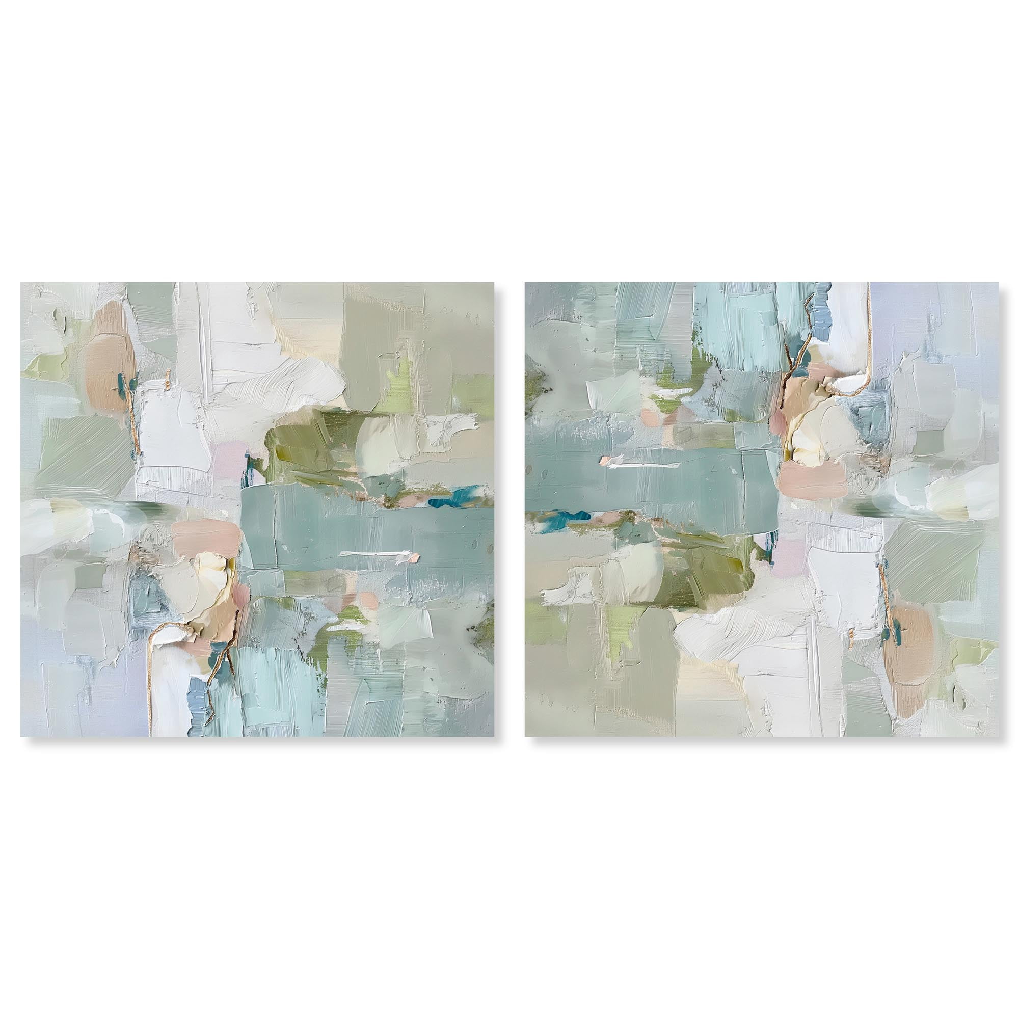 Art Remedy Modern Trendy Art Canvas, 12" x 12", Gallery Wrapped, Jade Sweep I Set