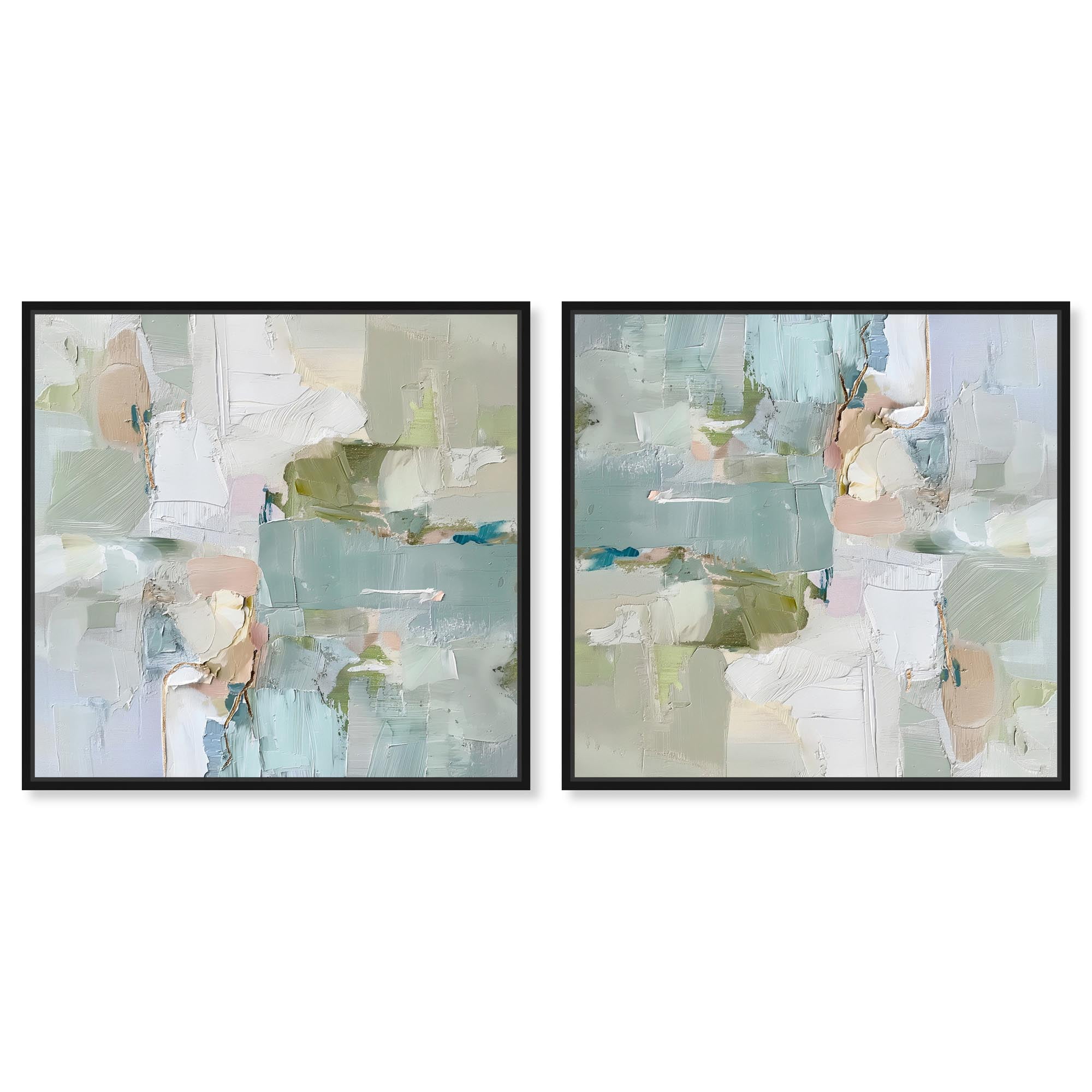 Art Remedy Modern Trendy Art Canvas, 30" x 30", Black Frame, Jade Sweep I Set