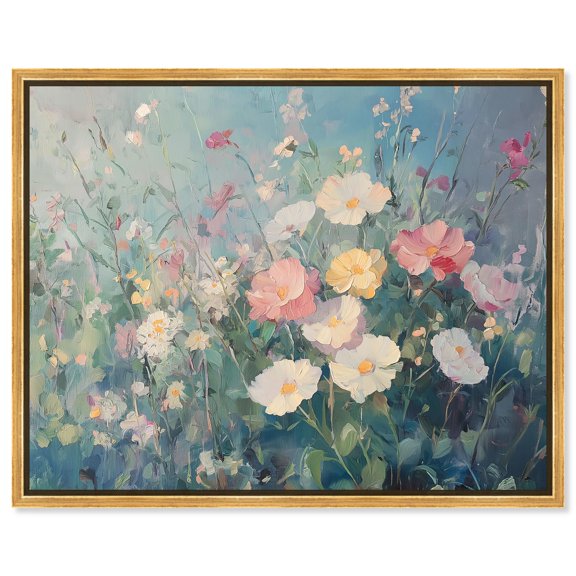 Art Remedy Muted Florals Canvas, 36" x 30", Gold Frame, Sunken Eden I
