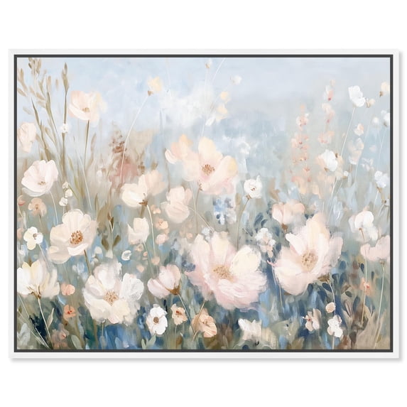 Art Remedy Muted Florals Canvas, 36" x 30", White Frame, Illuminated Meadow II