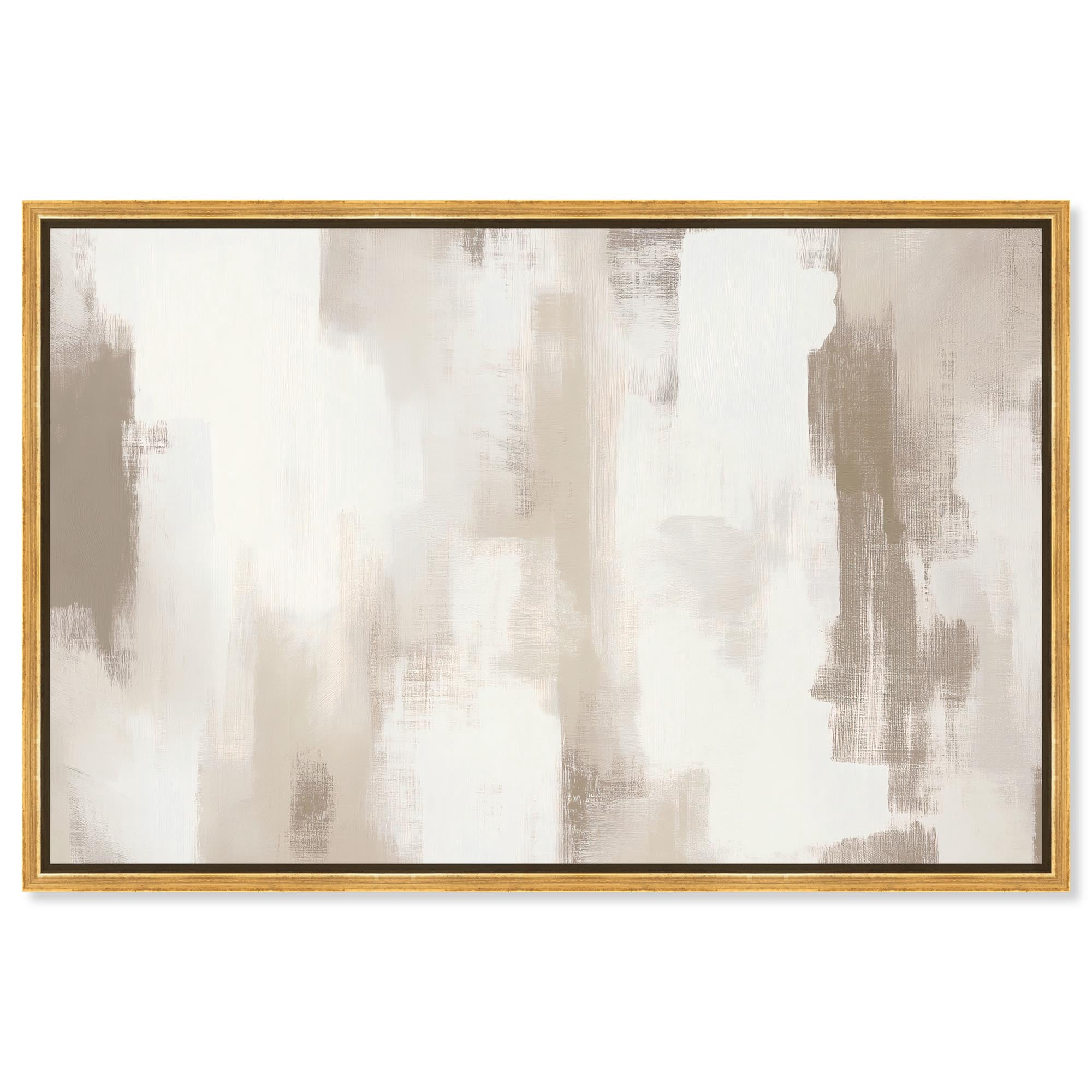 Art Remedy Neutral Abstracts Canvas, 45" x 30", Gold Frame, Winter Mist II
