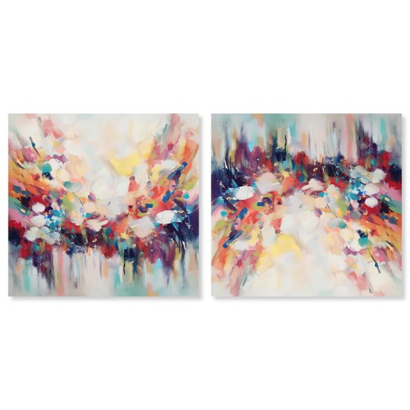 Art Remedy Pastel Hue Abstract Canvas, 16" x 16", Gallery Wrapped, Joyful Burst Set