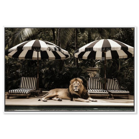 Art Remedy Retro Photography Canvas, 30" x 20", White Frame, Luxe of the Jungle King
