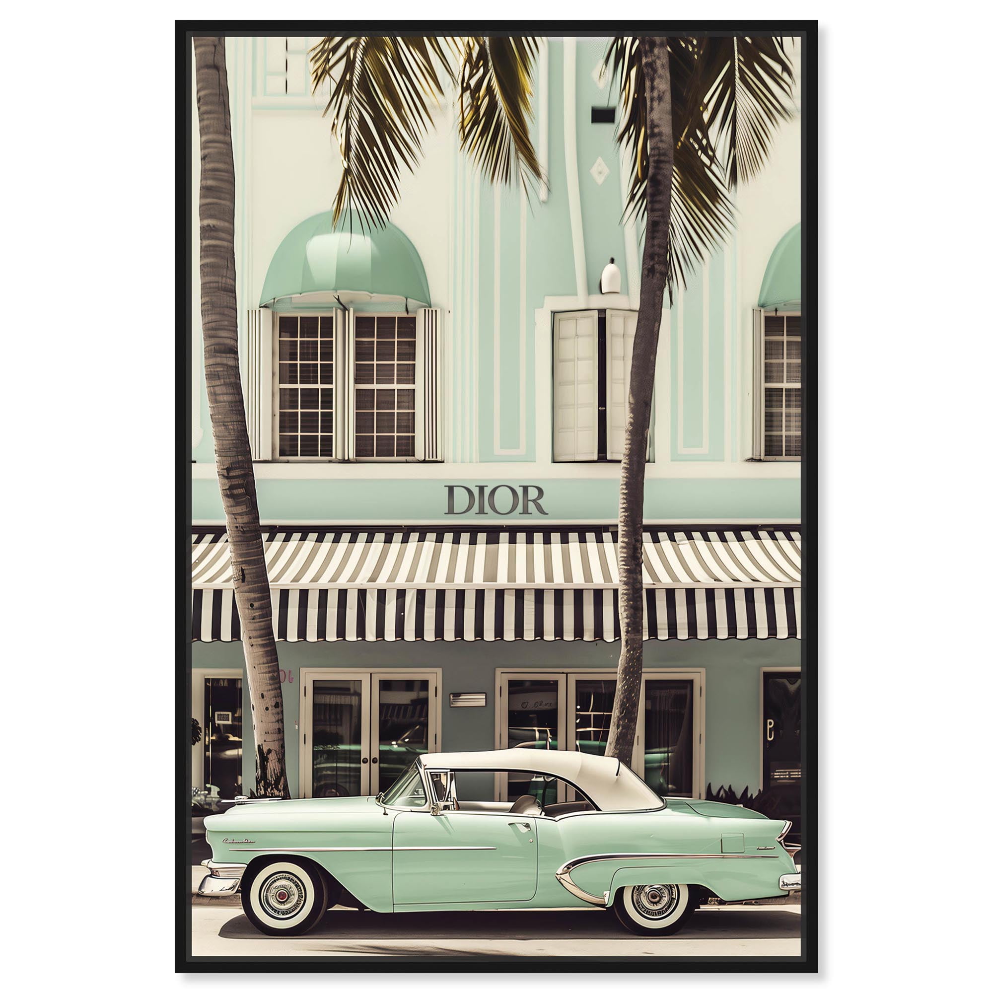 Art Remedy Retro Travel Photos Canvas, 16" x 24", Black Frame, Vintage Mint Green Cruise