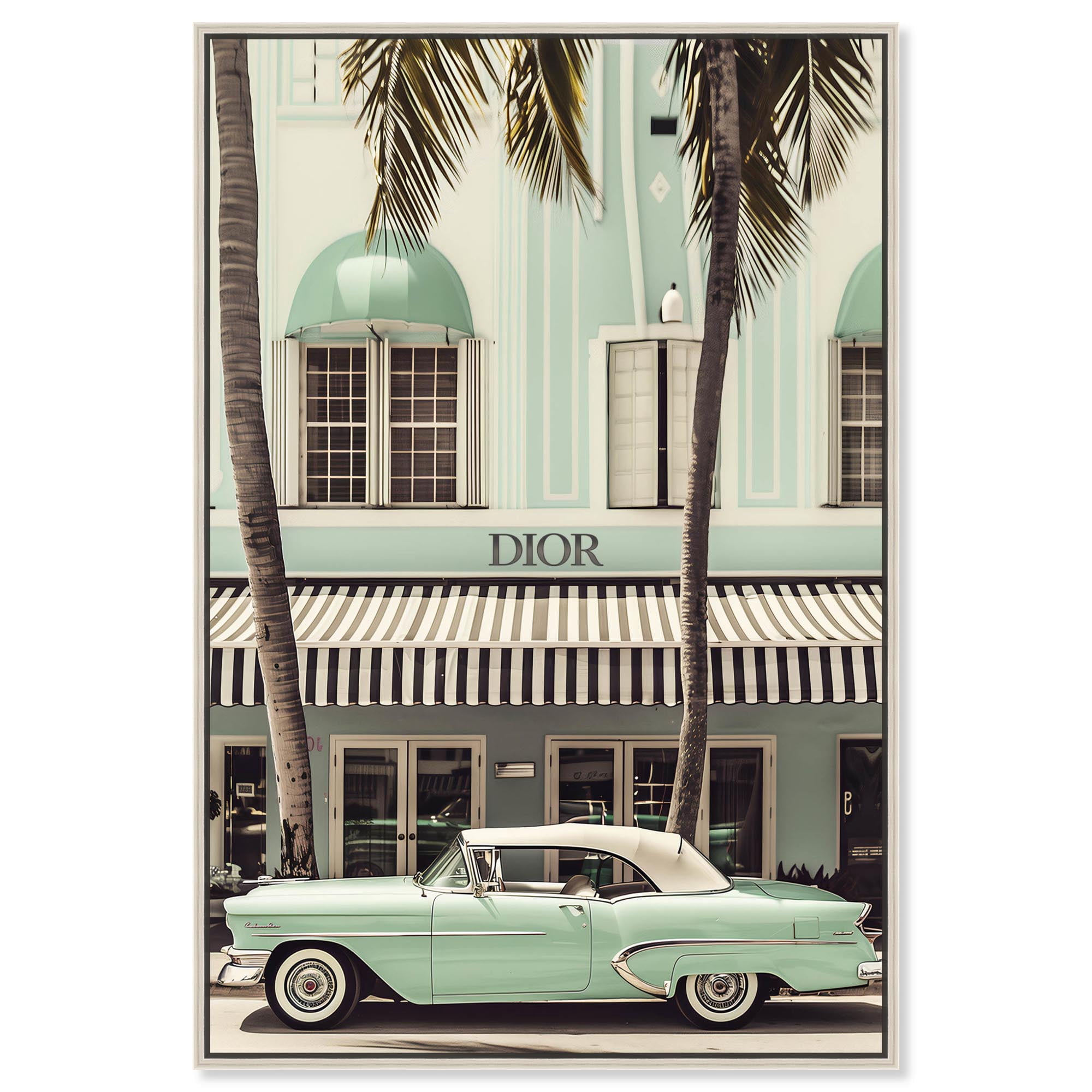 Art Remedy Retro Travel Photos Canvas, 24" x 36", Silver Frame, Vintage Mint Green Cruise