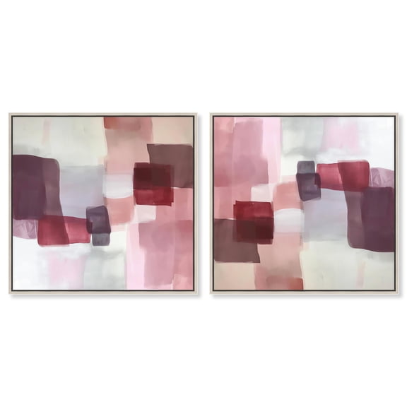 Art Remedy Saturaded Colors Art Canvas, 16" x 16", Silver Frame, Ruby Patterns in White Set