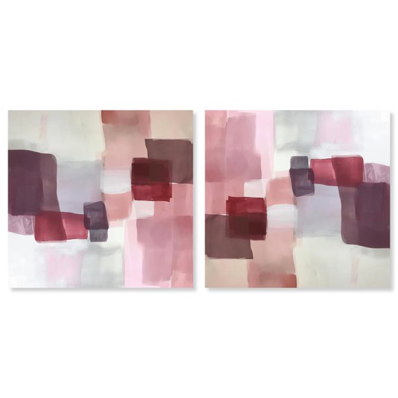 Art Remedy Saturaded Colors Art Canvas, 30" x 30", Gallery Wrapped, Ruby Patterns in White Set