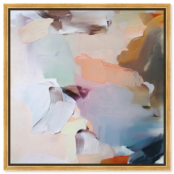 Art Remedy Soft Color Abstracts Canvas, 24" x 24", Gold Frame, Neutral Nirvana II