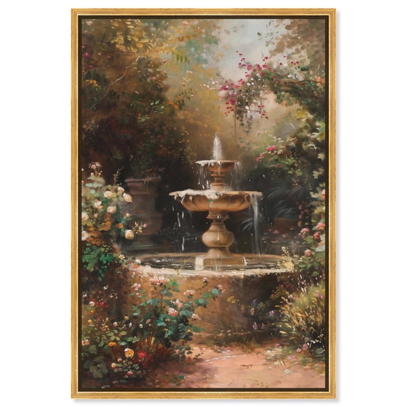 Art Remedy Vintage Paintings Canvas, 16" x 24", Gold Frame, Lost Fountain