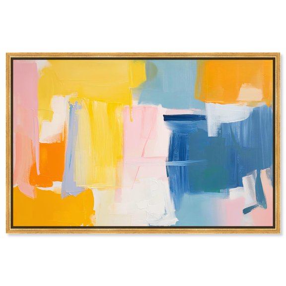 Art Remedy Warm Abstracts Canvas, 30" x 20", Gold Frame, Skyward Radiance I