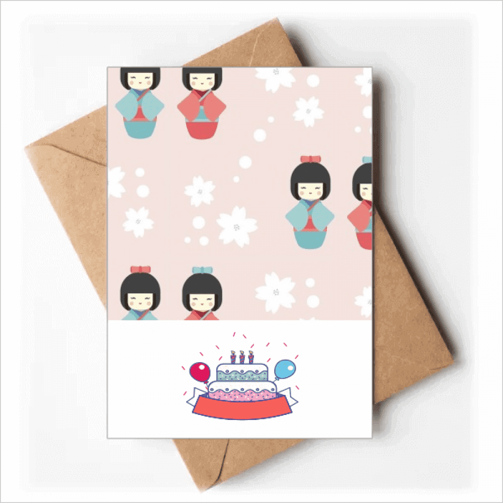 Art Repeat Japan Pattern Art Deco Fashion Happy Birthday Greeting Cards Envelopes Blank
