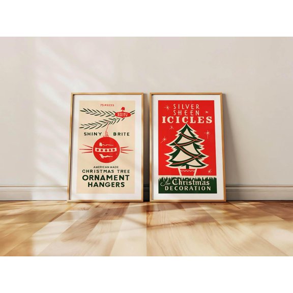 Art Retro Theme Festive Kitchen Decor for Home Set 2 Unframed Paper Print 8x12