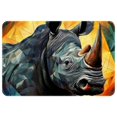 Art Rhino Pattern Washable Square Area Rug, NonSlip Floor Mat for