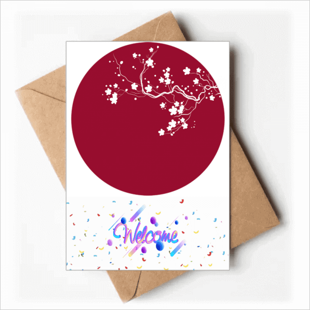 Art Round Illustration Japan Welcome Back Greeting Cards Envelopes Blank