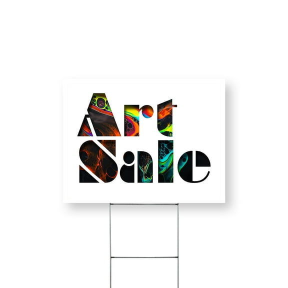 Art Sale Yard Sign 12 Inch x 16 Inch Single Sided Weatherproof Heavy-Duty Plastic with Stake | Creative Promotions, Exhibits, Gallery Events | Made in USA