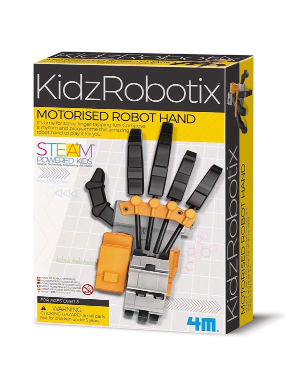 : KidzRobotix - Motorized Robot Hand - DIY Building Science Kit, Programmable Drum, Lever-Based Fingers, Precision Gear System, STEM Toy, Kids 8+