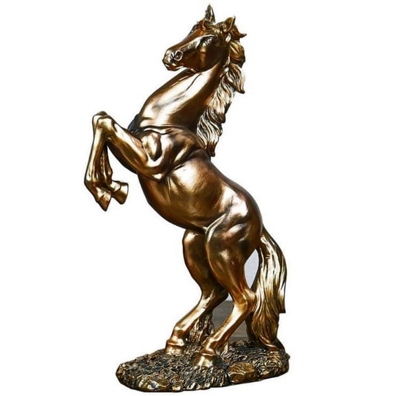 Home and Decor Flying Horse Resin Sculpture 18x9x31.5cm Copper Finish for New Homeowners, No Assembly