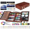 thumbnail image 1 of KINSPORY 139 pack Deluxe Portable Double Layers Wooden Coloring Drawing Kit with Sketch Pads, Art Set Gift for Artist Adults Beginners Kids (Brown), 1 of 6